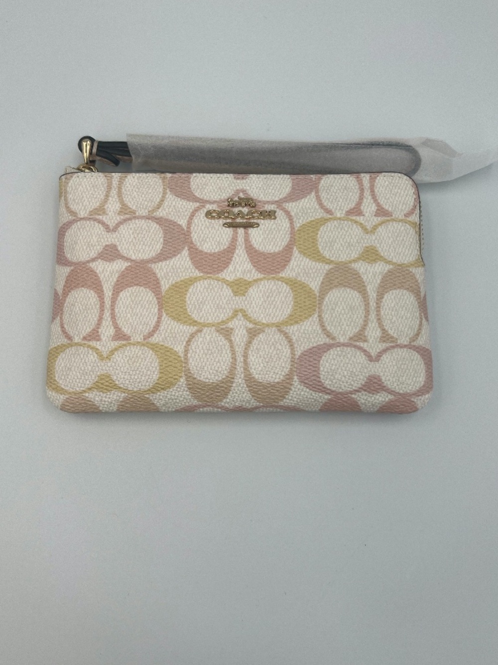 COACH CORNER ZIP WRISTLET IN PRETTY SIGNATURE CANVAS Style Color CEF73 IMM8C